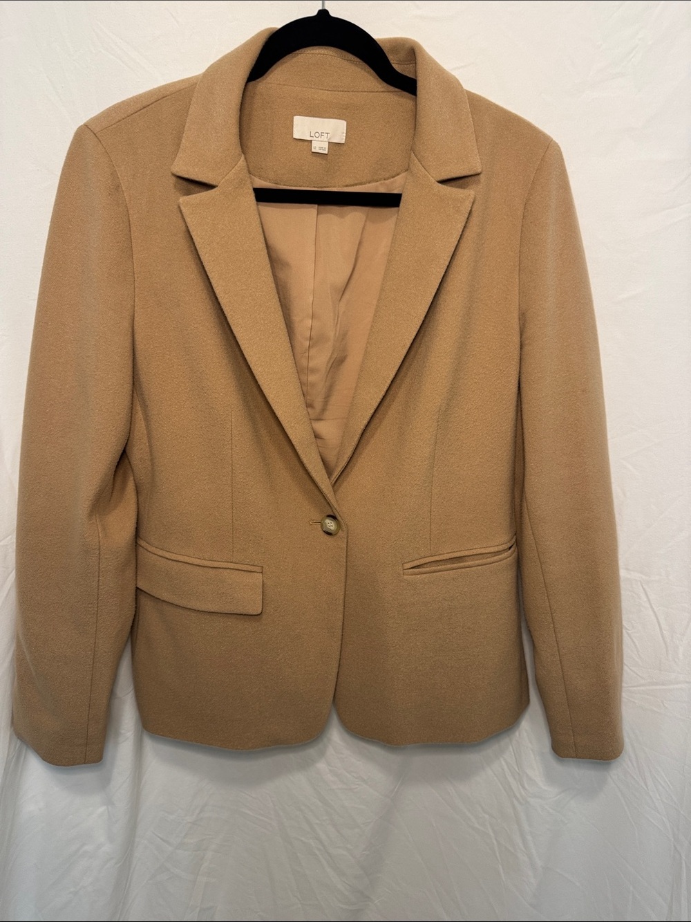 LOFT Camel Notch Lapel Single-Button Blazer